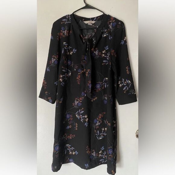 H&M Womens Black/Blue Floral Bohemian Loose/Relaxed Fit Dress, size 4, Retro - Picture 10 of 15